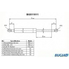 BGS11011 BUGIAD Газовая пружина, крышка багажник