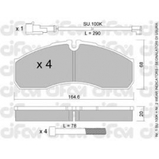 822-578-0K CIFAM Комплект тормозных колодок, дисковый тормоз