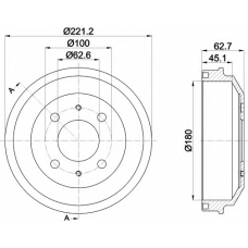 8DT 355 302-681 HELLA Тормозной барабан