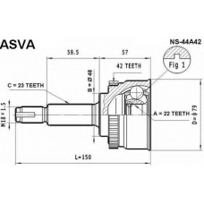 NS-44A42 ASVA Шарнирный комплект, приводной вал