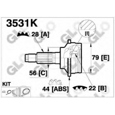 3531K GLO Шарнирный комплект, приводной вал