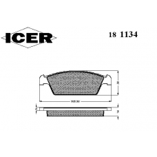 181134 ICER Комплект тормозных колодок, дисковый тормоз