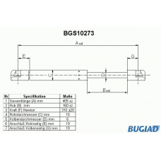 BGS10273 BUGIAD Газовая пружина, крышка багажник