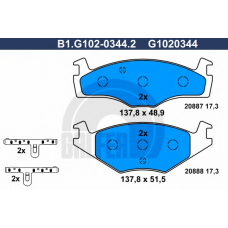 B1.G102-0344.2 GALFER Комплект тормозных колодок, дисковый тормоз