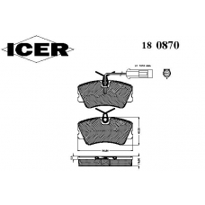 180870 ICER Комплект тормозных колодок, дисковый тормоз