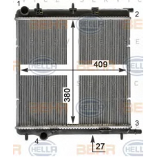 8MK 376 900-041 HELLA Радиатор, охлаждение двигателя