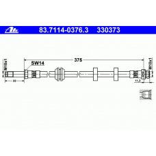 83.7114-0376.3 ATE Тормозной шланг