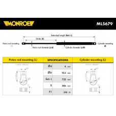 ML5679 MONROE Газовая пружина, капот