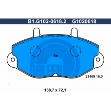 B1.G102-0618.2 GALFER Комплект тормозных колодок, дисковый тормоз