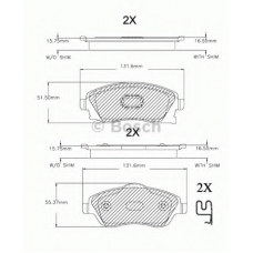 F 03A 150 019 BOSCH Комплект тормозных колодок, дисковый тормоз