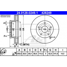 24.0128-0249.1 ATE Тормозной диск