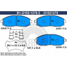 B1.G102-1278.2 GALFER Комплект тормозных колодок, дисковый тормоз