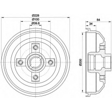 8DT 355 301-161 HELLA Тормозной барабан