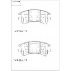 KD3769 ASIMCO Комплект тормозных колодок, дисковый тормоз