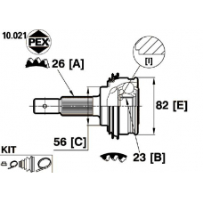 10.021 PEX Шарнир, приводной вал