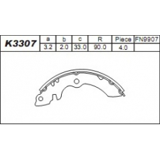 K3307 ASIMCO Комплект тормозных колодок