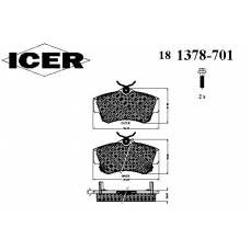 181378-701 ICER Комплект тормозных колодок, дисковый тормоз