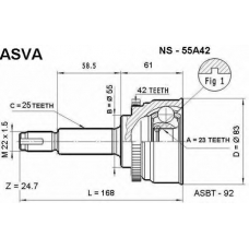 NS-55A42 ASVA Шарнирный комплект, приводной вал