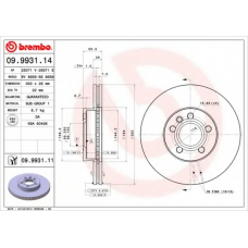 09.9931.14 BREMBO Тормозной диск