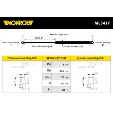 ML5417 MONROE Газовая пружина, крышка багажник