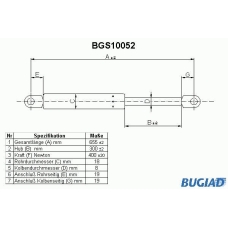 BGS10052 BUGIAD Газовая пружина, крышка багажник
