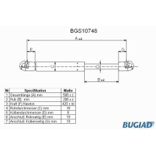 BGS10748 BUGIAD Газовая пружина, крышка багажник