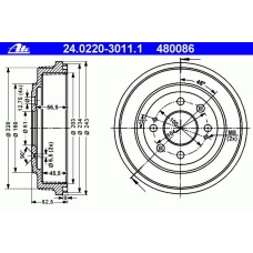 24.0220-3011.1 ATE Тормозной барабан