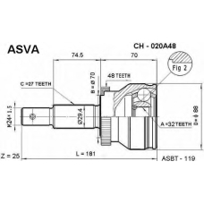 CH-020A48 ASVA Шарнирный комплект, приводной вал