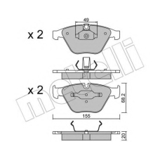 22-0558-0 METELLI Комплект тормозных колодок, дисковый тормоз
