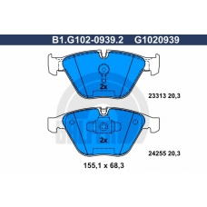B1.G102-0939.2 GALFER Комплект тормозных колодок, дисковый тормоз