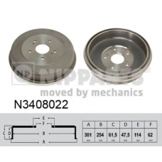 N3408022 NIPPARTS Тормозной барабан