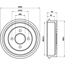 8DT 355 302-341 HELLA PAGID Тормозной барабан