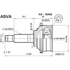 KA-16A54 ASVA Шарнирный комплект, приводной вал