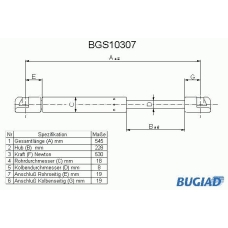 BGS10307 BUGIAD Газовая пружина, крышка багажник