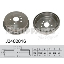 J3402016 NIPPARTS Тормозной барабан