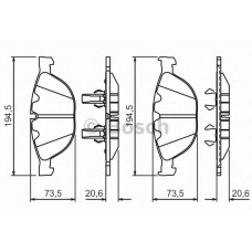 0 986 494 349 BOSCH Комплект тормозных колодок, дисковый тормоз