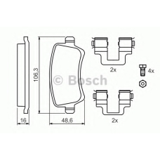 0 986 494 175 BOSCH Комплект тормозных колодок, дисковый тормоз