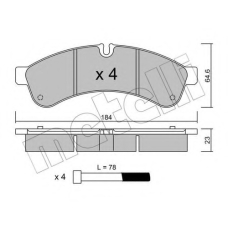 22-0851-0 METELLI Комплект тормозных колодок, дисковый тормоз