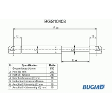 BGS10403 BUGIAD Газовая пружина, крышка багажник