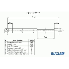 BGS10287 BUGIAD Газовая пружина, крышка багажник