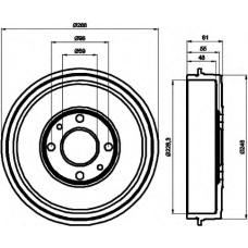 8DT 355 300-071 HELLA Тормозной барабан