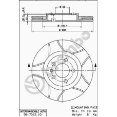 09.7012.75 BREMBO Тормозной диск