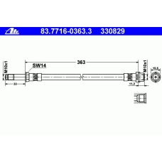 83.7716-0363.3 ATE Тормозной шланг