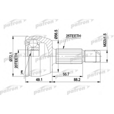 PCV1283 PATRON Шарнирный комплект, приводной вал