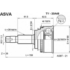 TY-20A48 ASVA Шарнирный комплект, приводной вал