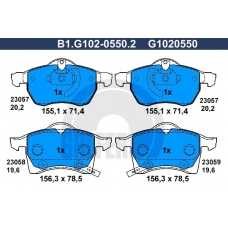 B1.G102-0550.2 GALFER Комплект тормозных колодок, дисковый тормоз