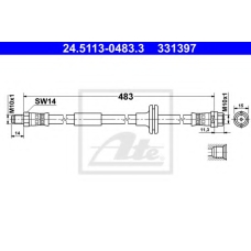 24.5113-0483.3 ATE Тормозной шланг