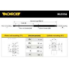 ML5556 MONROE Газовая пружина, капот