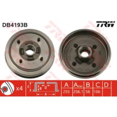 DB4193B TRW Тормозной барабан