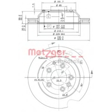25136 V METZGER Тормозной диск